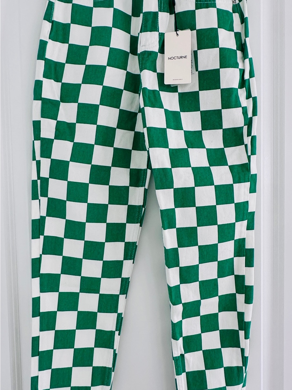 Nocturne Kids Green & White Checkerboard Jeans